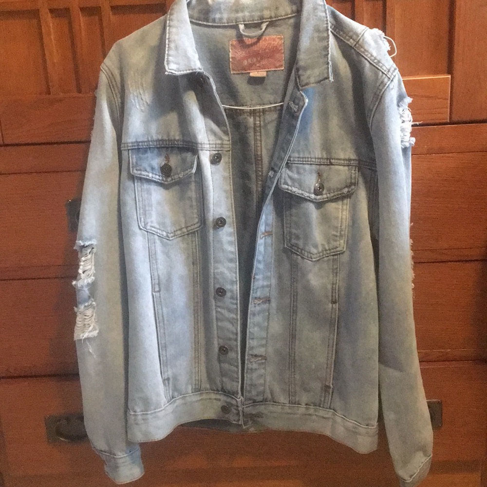 Brooklyn cloth light wash denim jacket distressed
